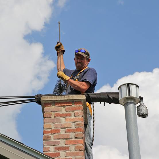 Residential chimney service work at a home